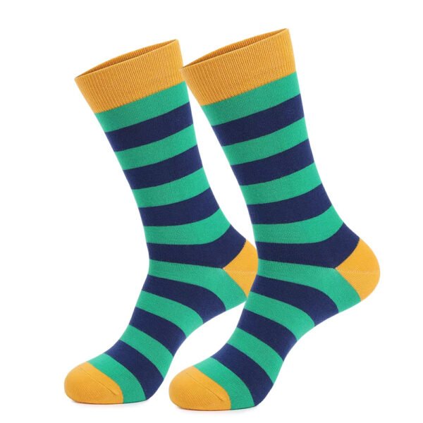 Adult Pure Cotton Blue and Yellow Striped Socks - Image 4