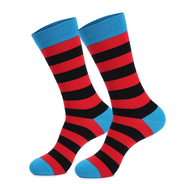 Adult Pure Cotton Blue and Yellow Striped Socks - Image 5