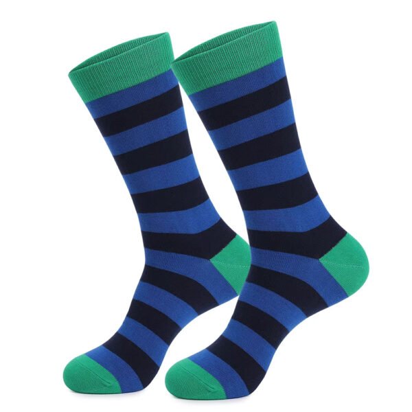 Adult Pure Cotton Blue and Yellow Striped Socks - Image 6