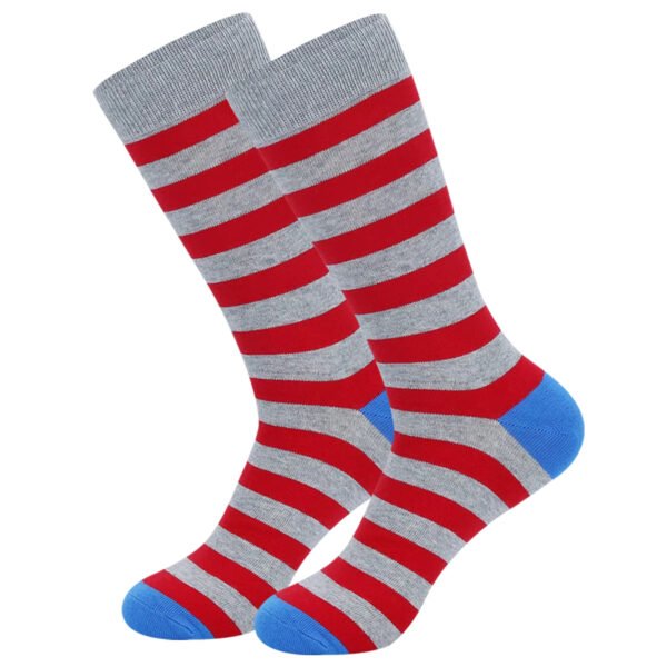 Adult Pure Cotton Blue and Yellow Striped Socks - Image 7